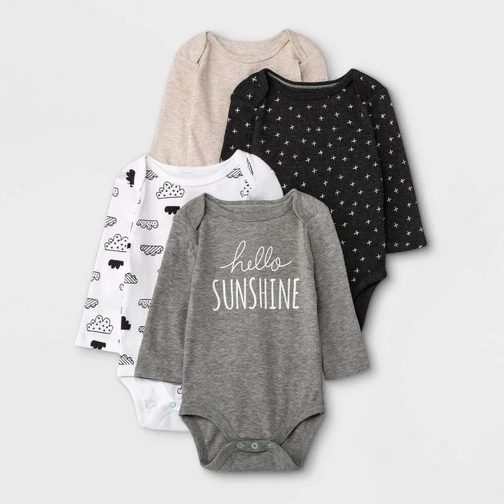 Baby 4pk Short Sleeve Bodysuit Set - Cloud Island 0-3M boys